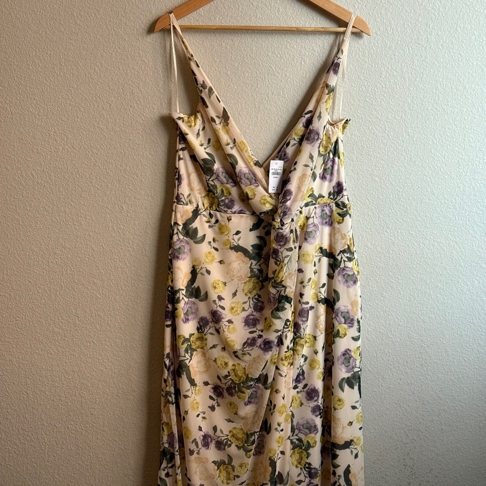 Abercrombie & Fitch Mesh Twist Wrap Maxi Dress Floral NWT